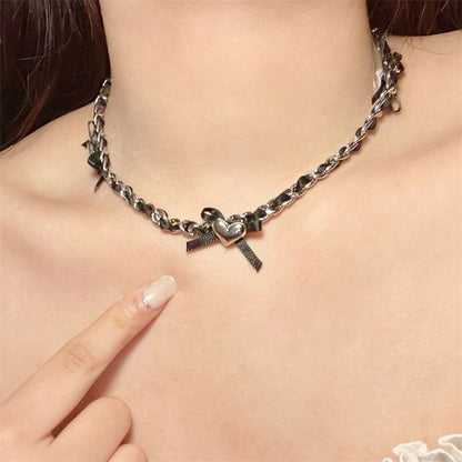 Heart Necklace Bow