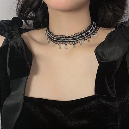 Lace Star Choker Fringed