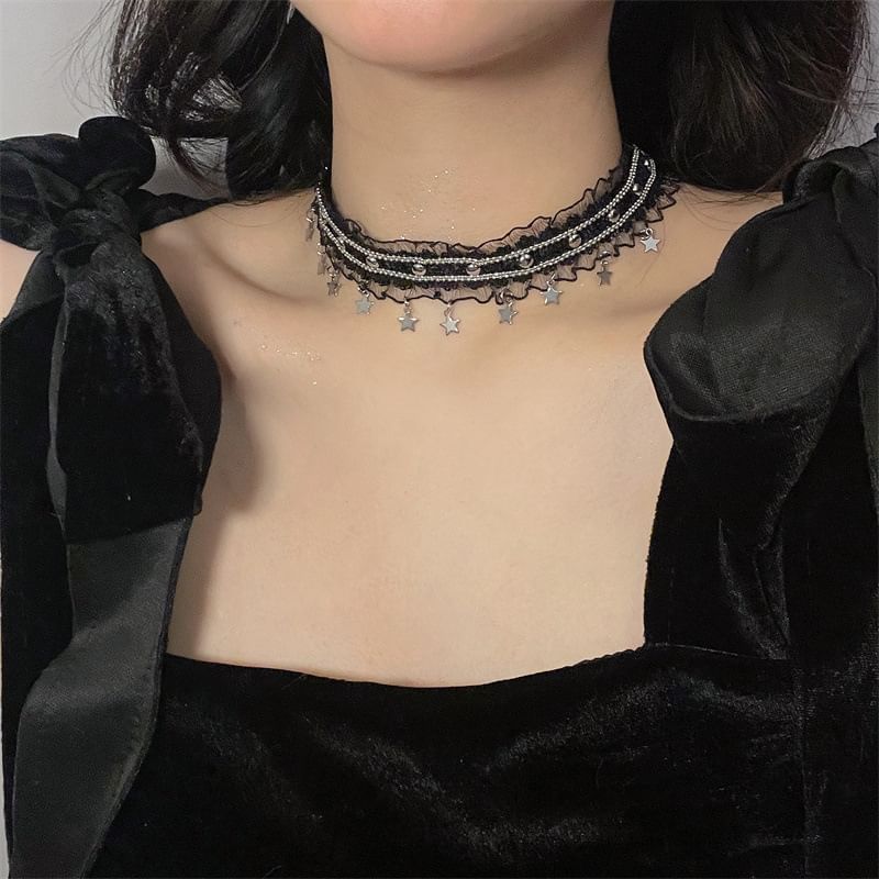 Lace Star Choker Fringed