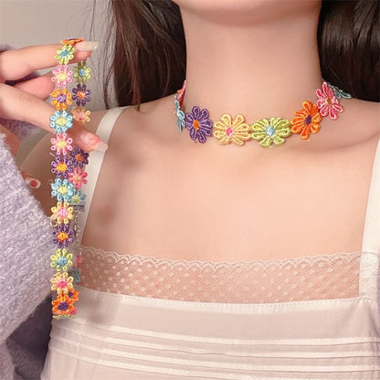 Floral Choker Embroidered