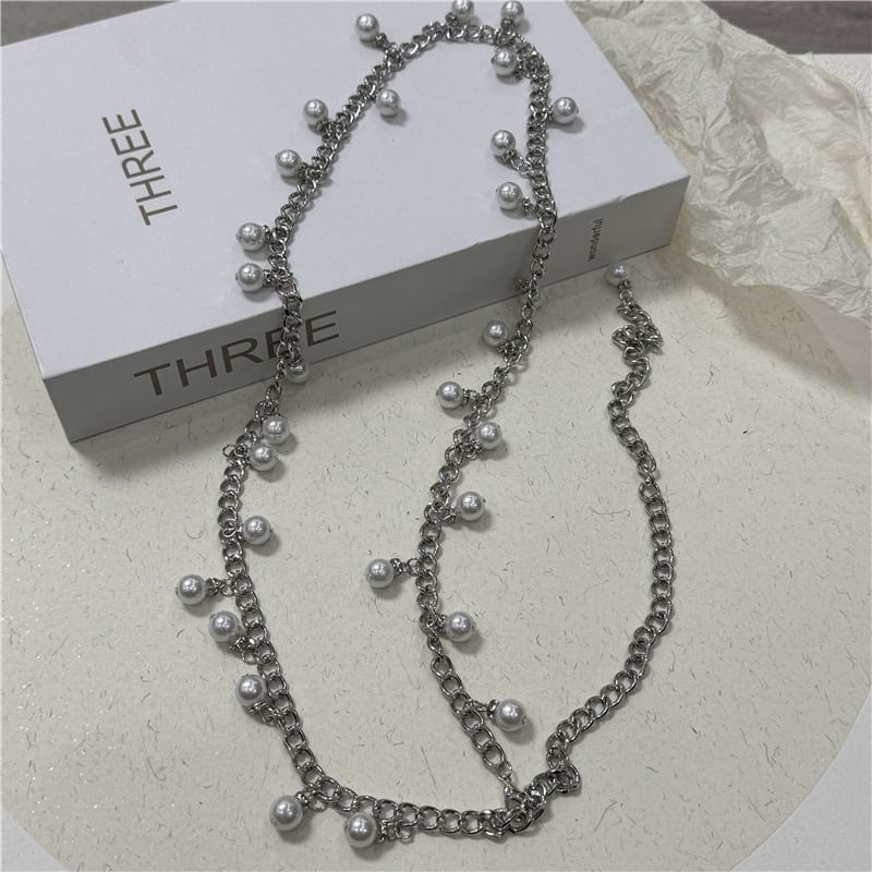 Fringed Chain Belt Faux Pearl Waist