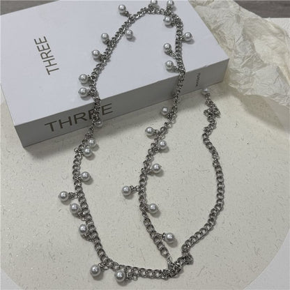 Fringed Chain Belt Faux Pearl Waist