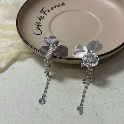 Cuff Pearl Fringed Floral Faux Rhinestone Ear