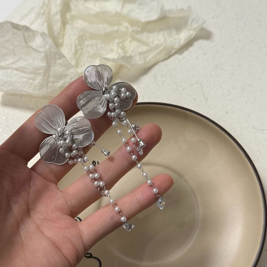 Cuff Pearl Fringed Floral Faux Rhinestone Ear