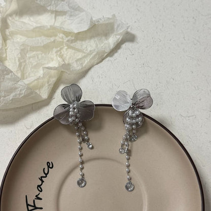 Cuff Pearl Fringed Floral Faux Rhinestone Ear