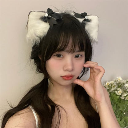 Fluffy Headband / Ear Hair Cat Bow Clip Lace