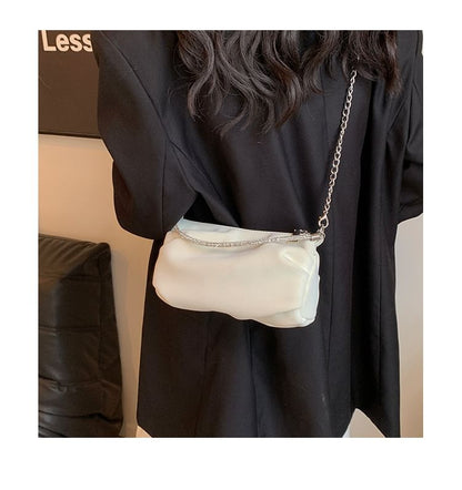 Faux Leather Chained Crossbody Bag