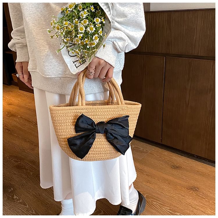 Tote Woven Bow Bag