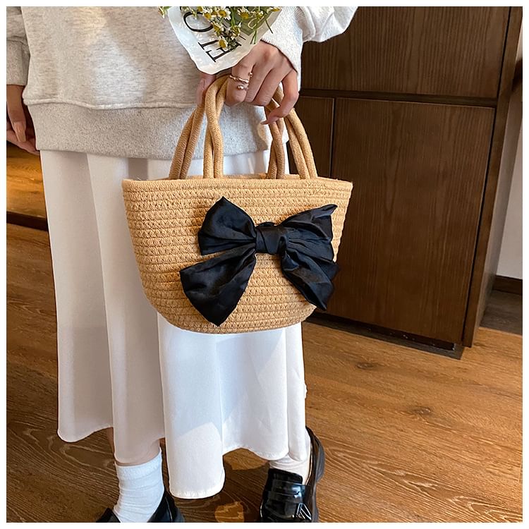Tote Woven Bow Bag