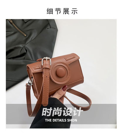 Flap Crossbody Leather Bag Camera Faux