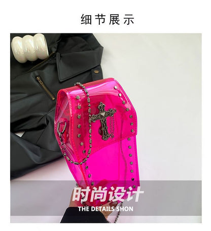 Studded Crossbody Crisscross Chained PVC Bag
