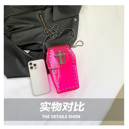 Studded Crossbody Crisscross Chained PVC Bag