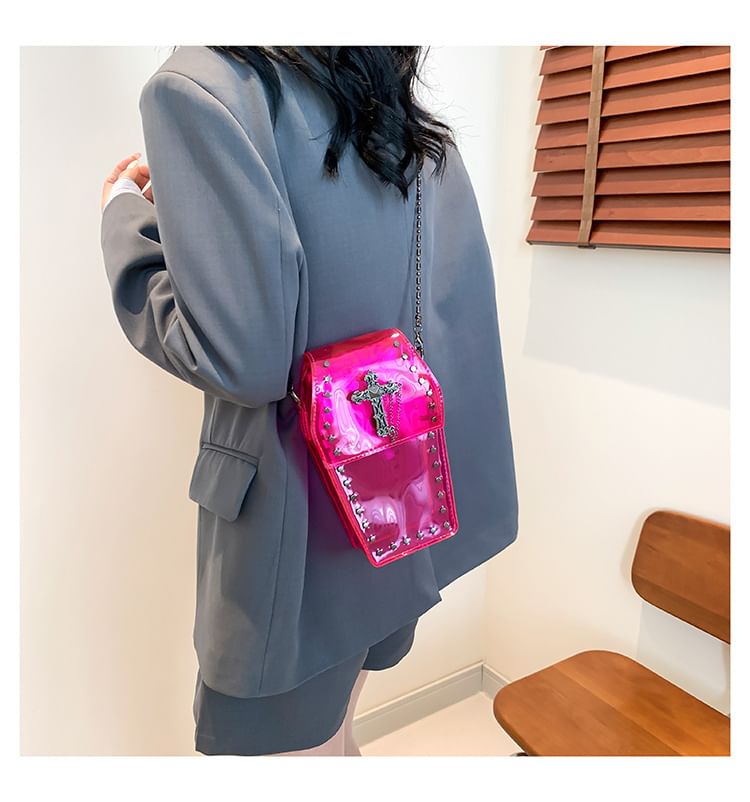 Studded Crossbody Crisscross Chained PVC Bag