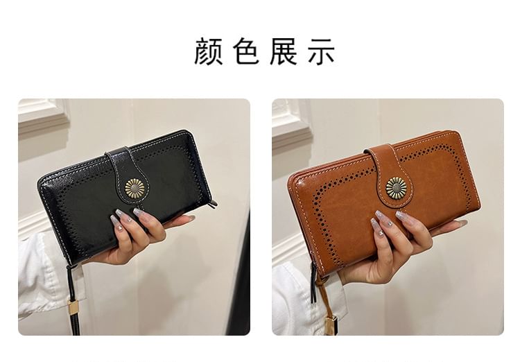 Charm Faux Long Leather Floral Wallet