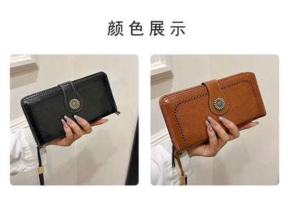 Charm Faux Long Leather Floral Wallet