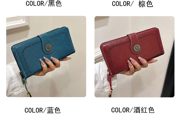 Charm Faux Long Leather Floral Wallet