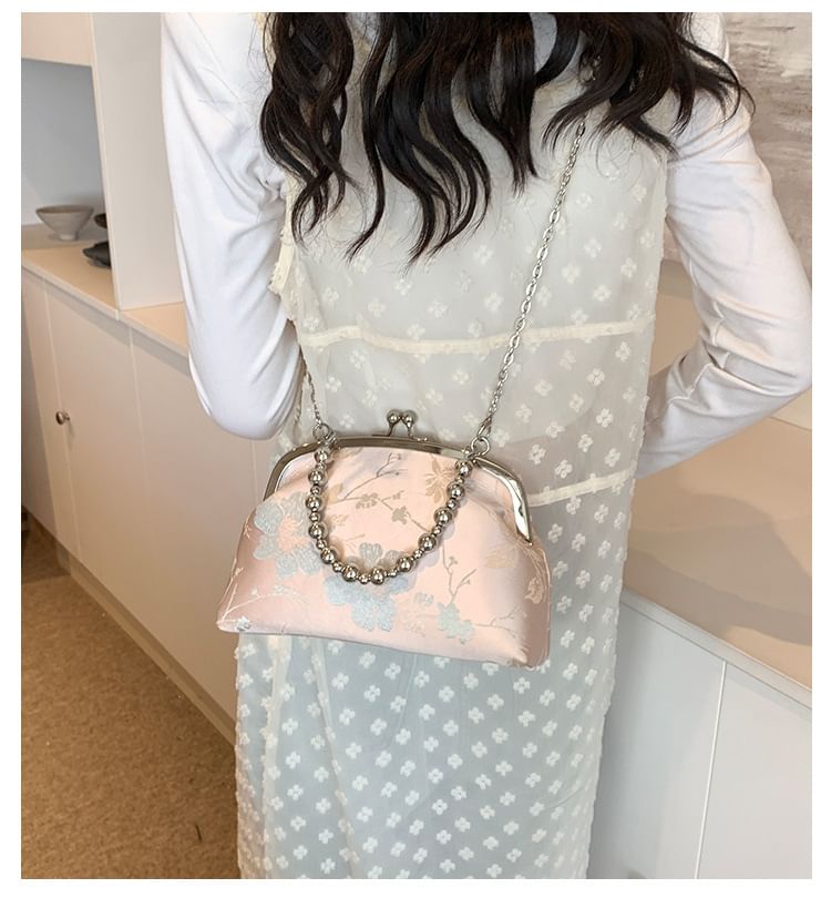 Floral Jacquard Lock Bag Kiss Crossbody