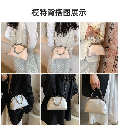 Floral Jacquard Lock Bag Kiss Crossbody