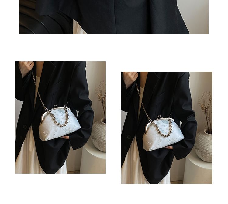 Floral Jacquard Lock Bag Kiss Crossbody