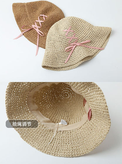 Lace-Up Straw Sun Hat