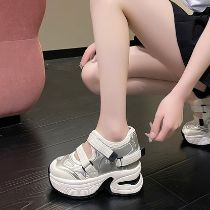 Mesh Sneakers Wedge Cutout Platform Panel Hidden