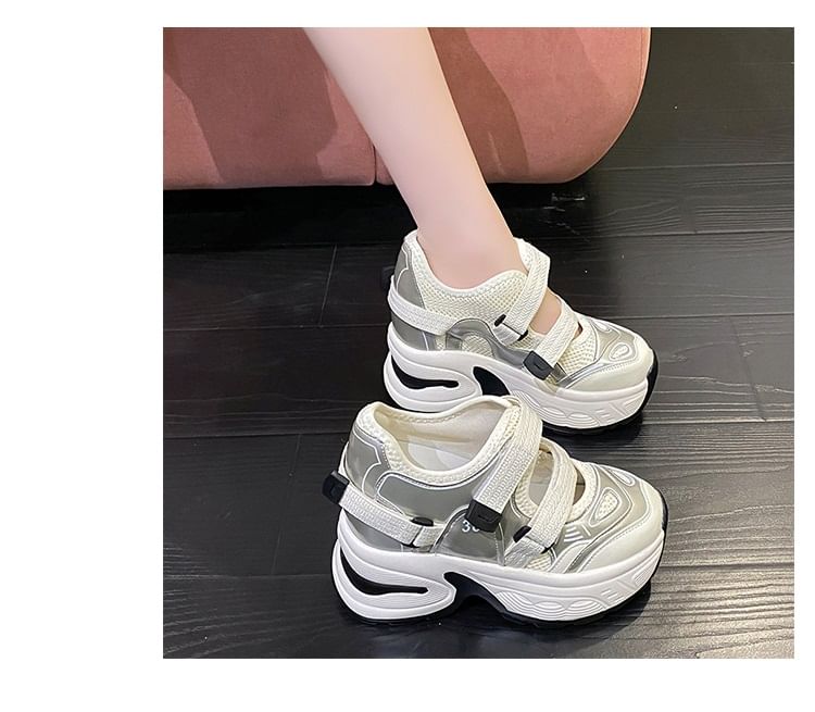 Mesh Sneakers Wedge Cutout Platform Panel Hidden