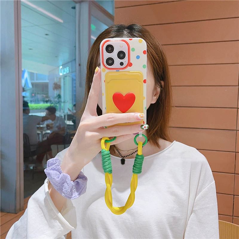 Heart Card Holder Phone Case / Strap / Lanyard / Set