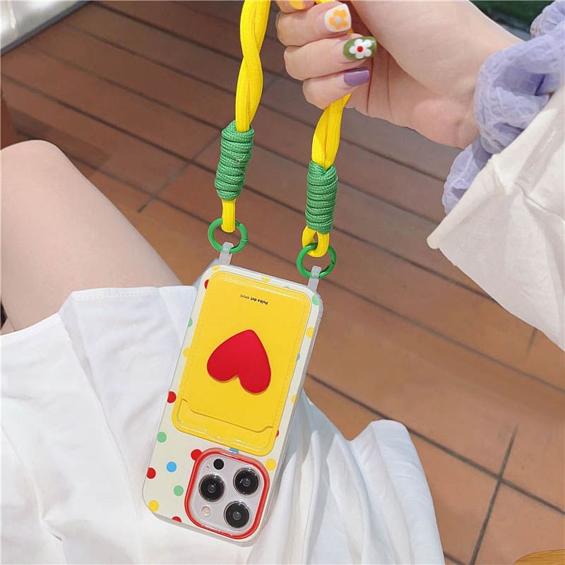 Case Lanyard / Phone Card Set Heart Strap Holder