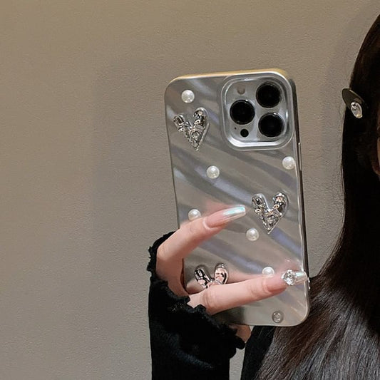 Heart Faux Pearl Phone Case