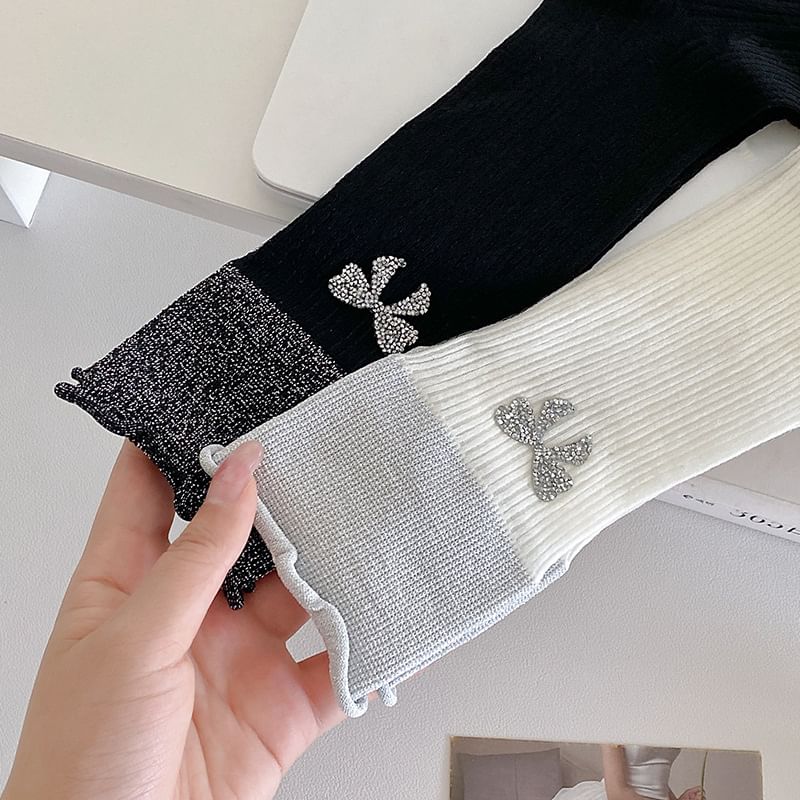 Bow Glitter Short Socks