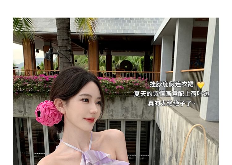 Robe longue d'été à volants et à motifs