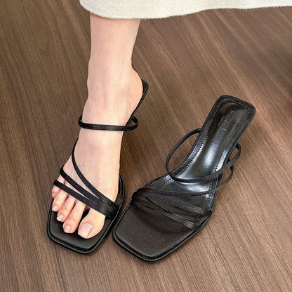 Sandals Heel Strappy Slide Kitten
