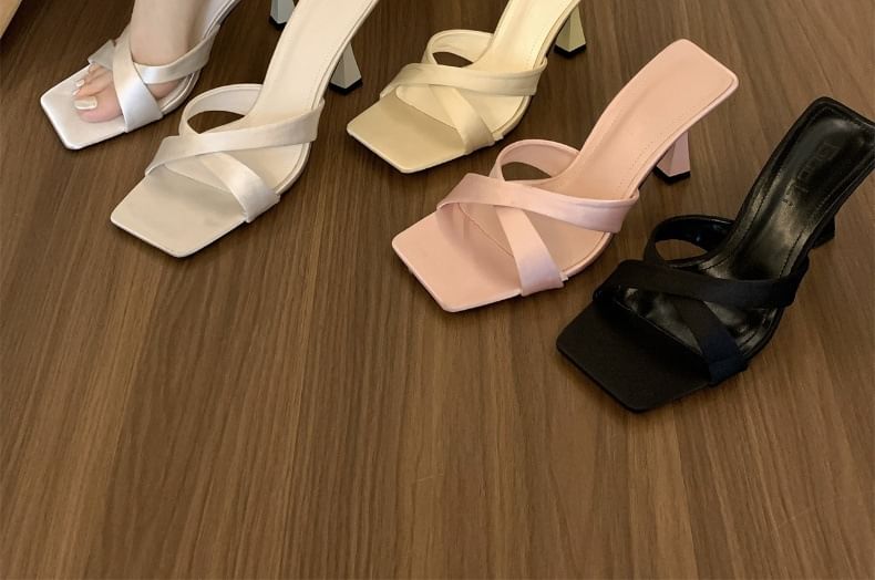 High Heel Strap Cross Sandals Slide