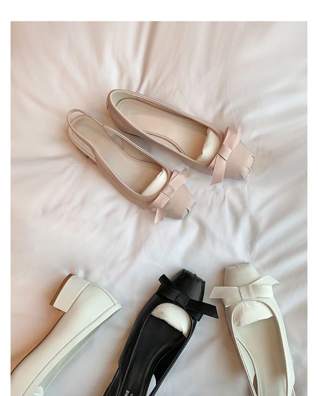 Heel Bow Sandals Slingback Chunky