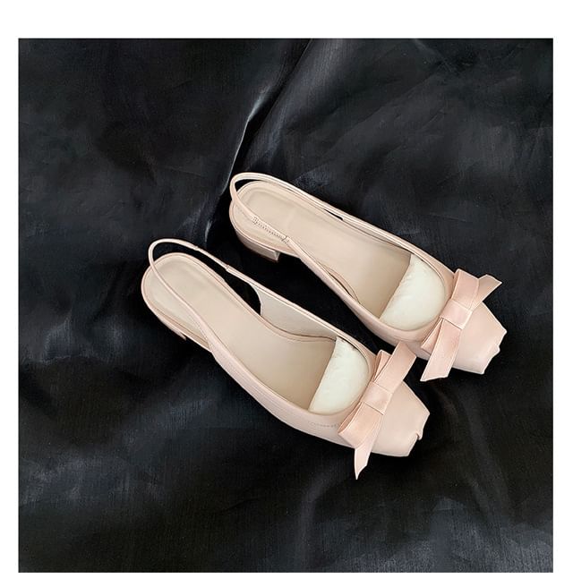 Heel Bow Sandals Slingback Chunky
