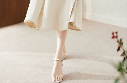 Jupe midi taille haute à volants unis A