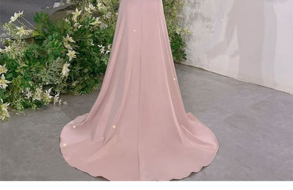 Halter Evening Neck Mermaid Cold Short-Sleeve Shoulder Rhinestone Gown Accent Plain