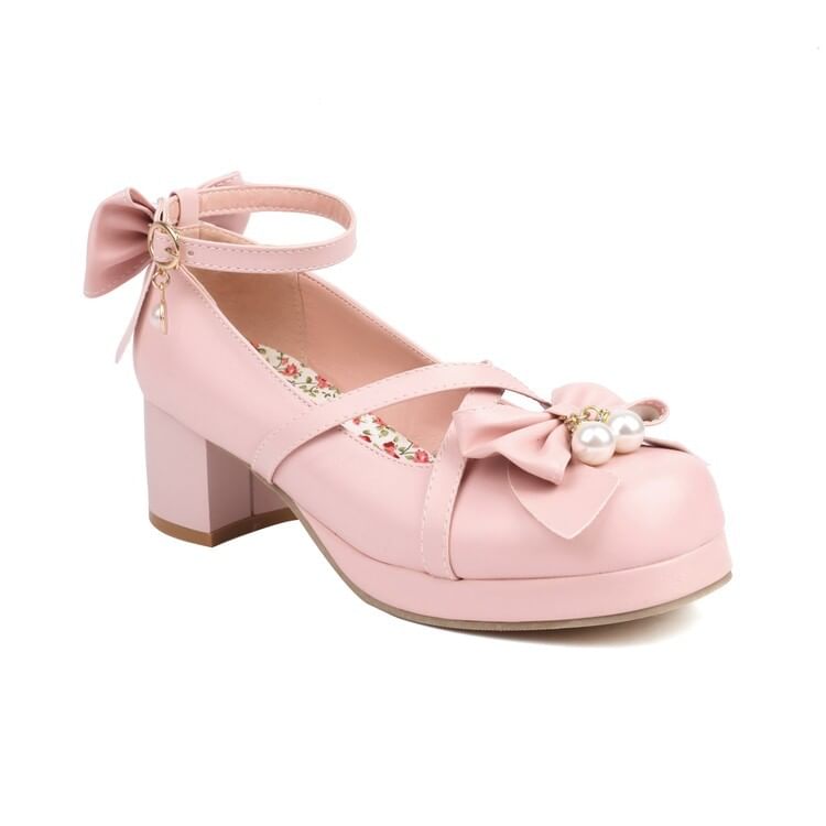 Strap Pumps Mary Platform Bow Jane Ankle