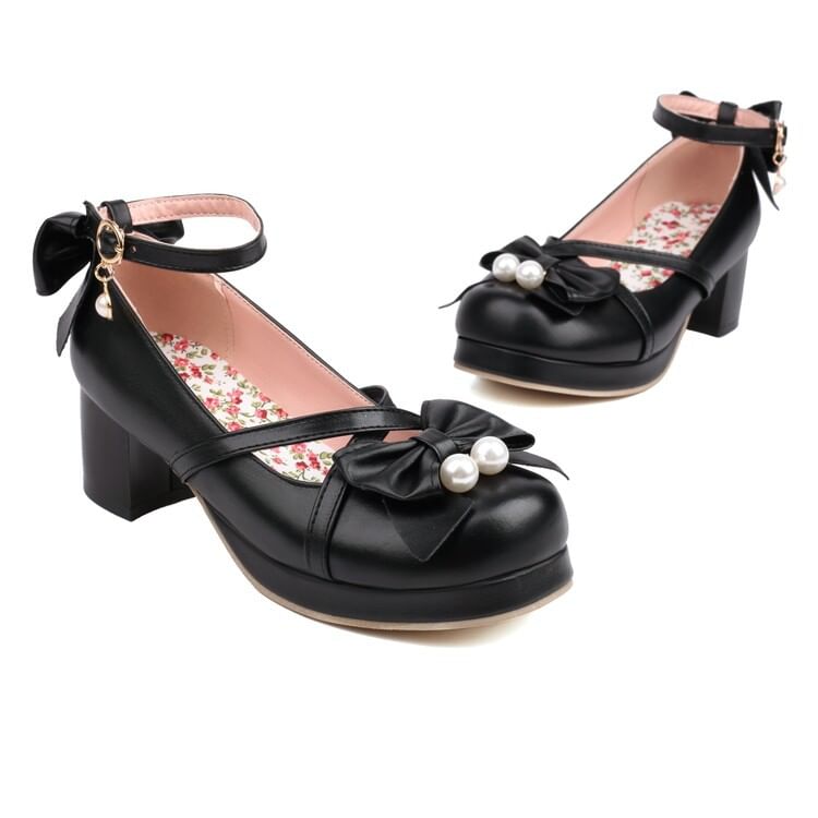 Strap Pumps Mary Platform Bow Jane Ankle