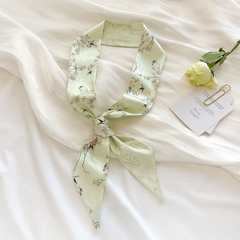 Floral Narrow Scarf Hair Tie