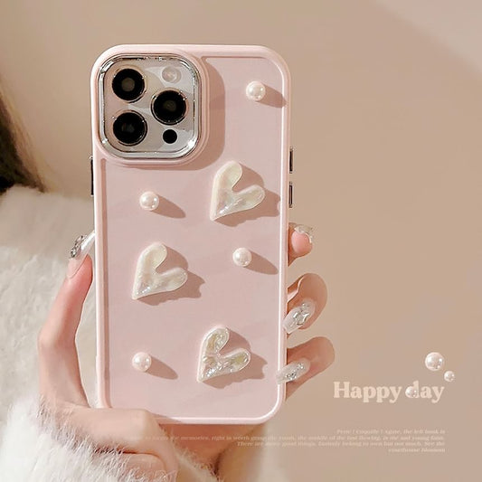 Heart Faux Pearl Phone Case