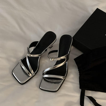 Sandals Heel Kitten Square Toe