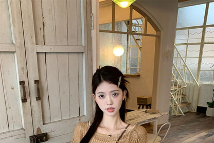 Mini Tassel Asymmetrical Detail Cropped / Top Mid Cami Rise Waist Plain Beaded Chain Skirt Distressed Sweater A-Line