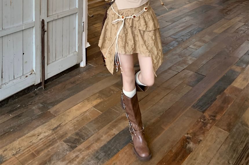 Mini Tassel Asymmetrical Detail Cropped / Top Mid Cami Rise Waist Plain Beaded Chain Skirt Distressed Sweater A-Line