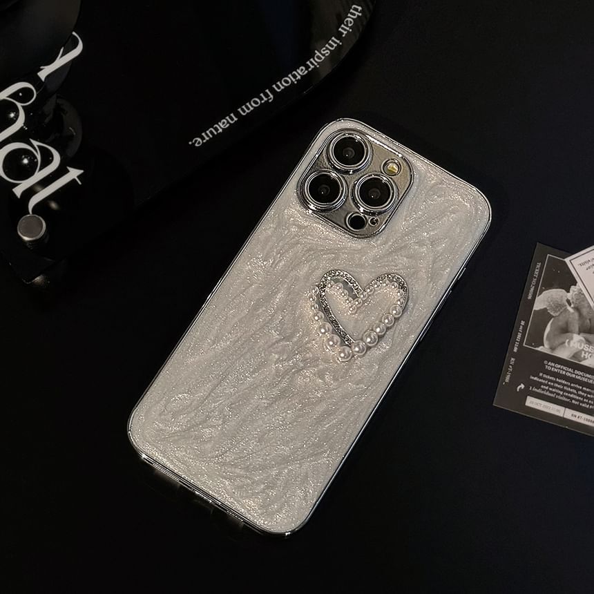 Phone Pearl Case Heart Faux