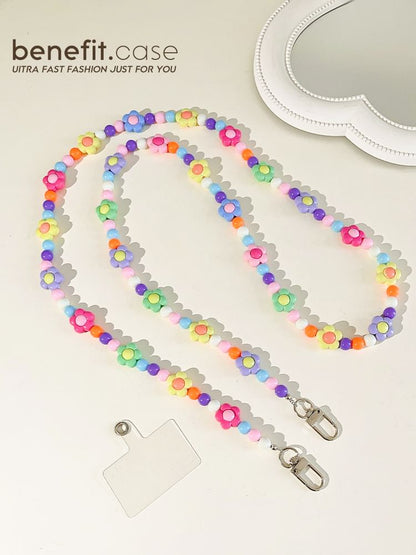 Lanyard Bead Crystal Faux Phone Floral