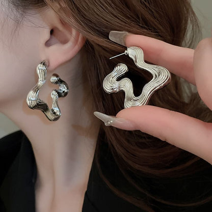 Earring Hoop Copper Wavy