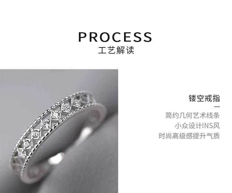 Rhinestone Perforated Ring