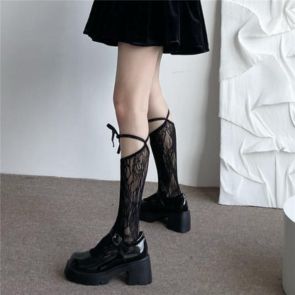 Lace Lace-Up Socks