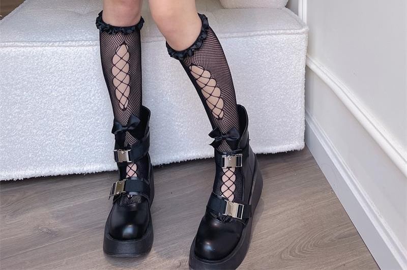 Ribbon Fishnet Socks